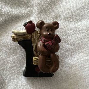 Bear and apple pin
